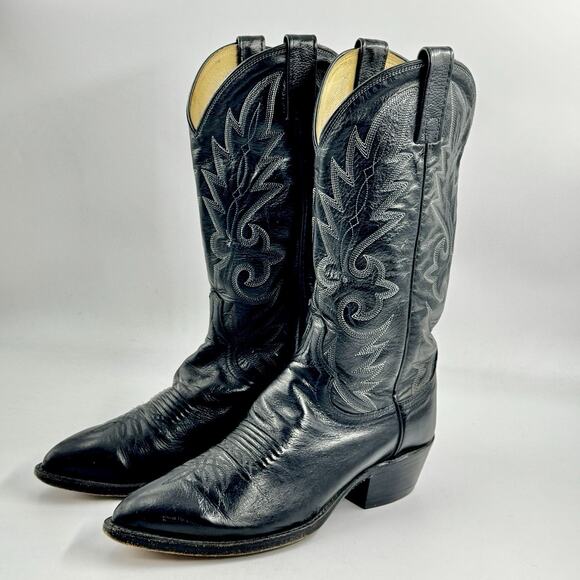 DAN POST 16791 Mens MILWAUKEE Black Leather Boots SIZE 7 WIDE Excellent Cond - Picture 2 of 12